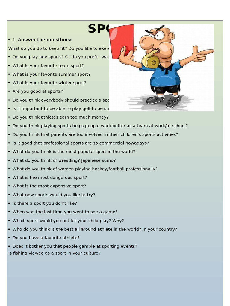 Sports Speaking Conversation Topics Dialogs - 128451 | PDF