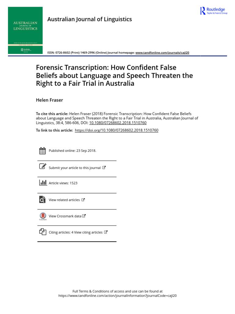 Forensic Transcription How Confident False Beliefs About Language and ...