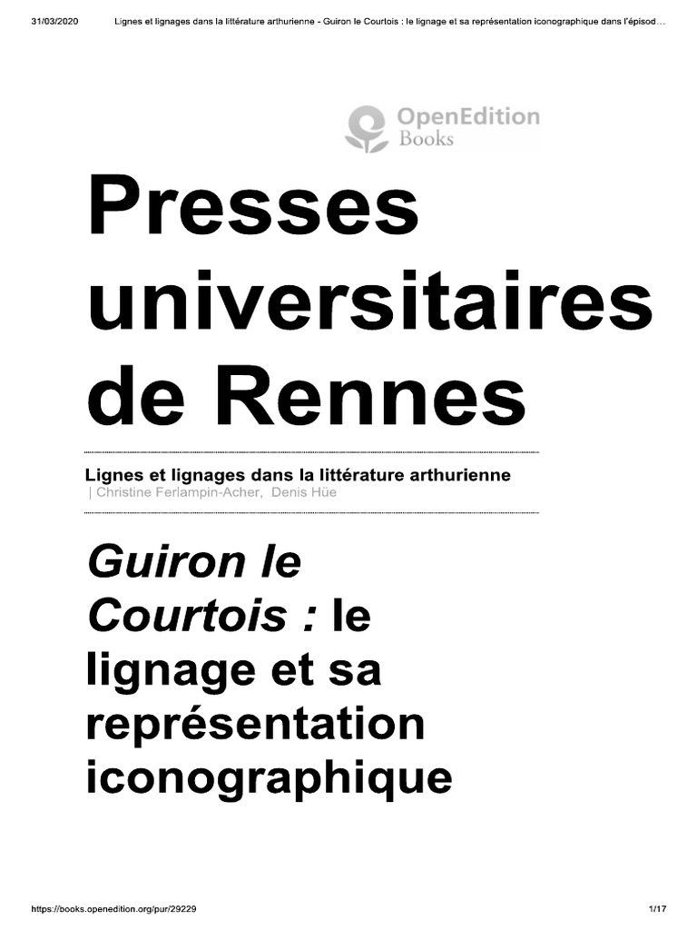 Lignage Guiron Dans Caverne PDF
