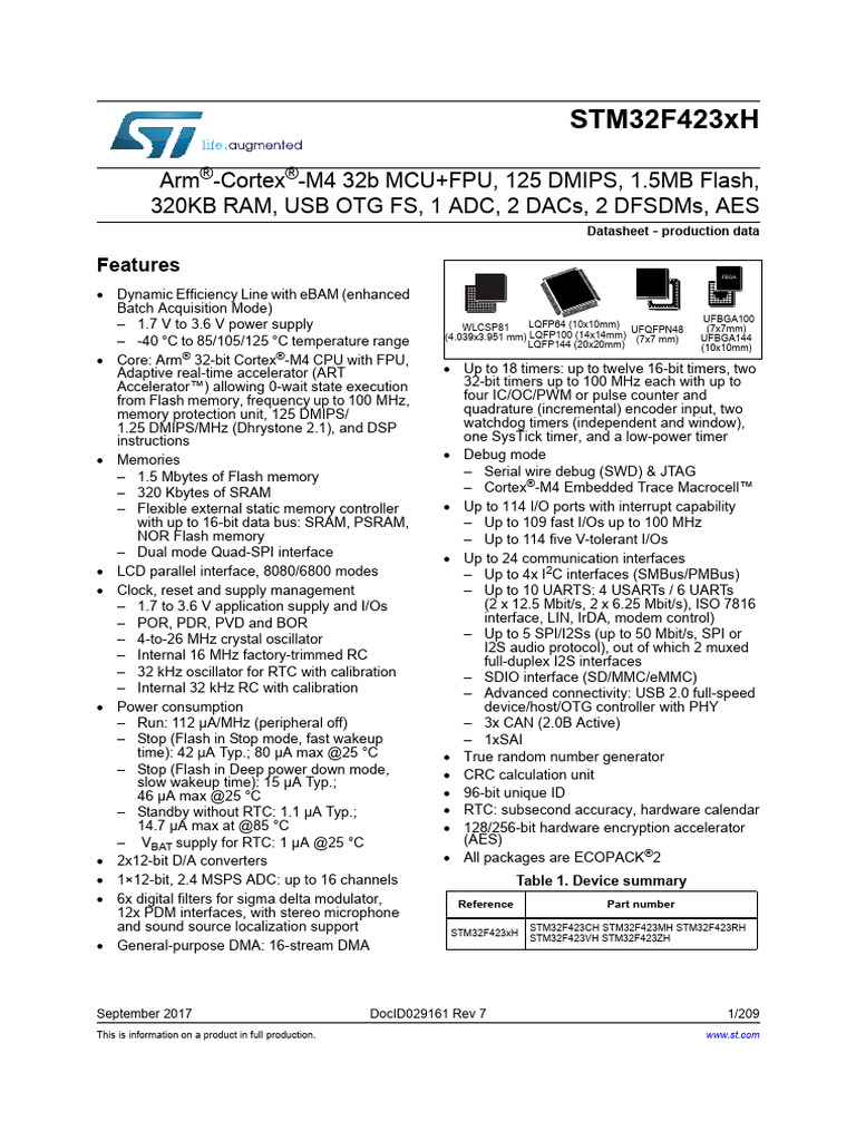 STM 32 F 423 CH | PDF | Computer Hardware | Electronic Engineering