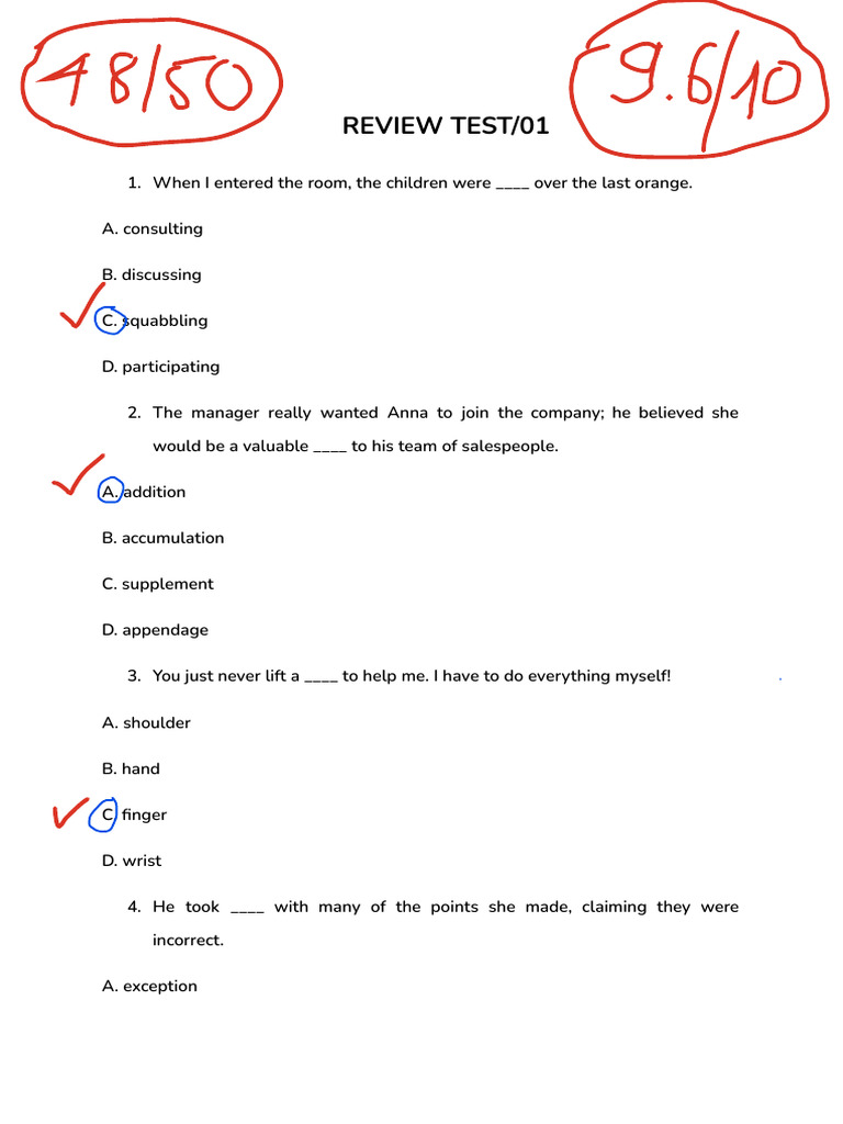 REVIEW TEST - 01 (Result) | PDF