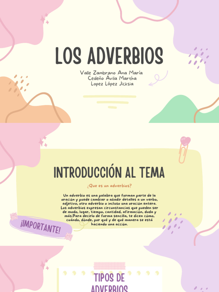 Tipos y funciones de los adverbios | PDF | Adverbio | Artes del ...