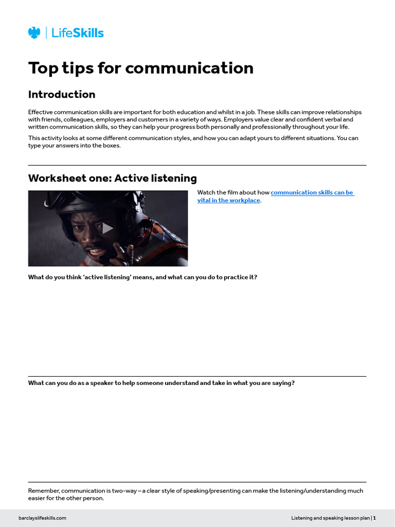 Top_tips_for_communication_Interactive_worksheet | PDF