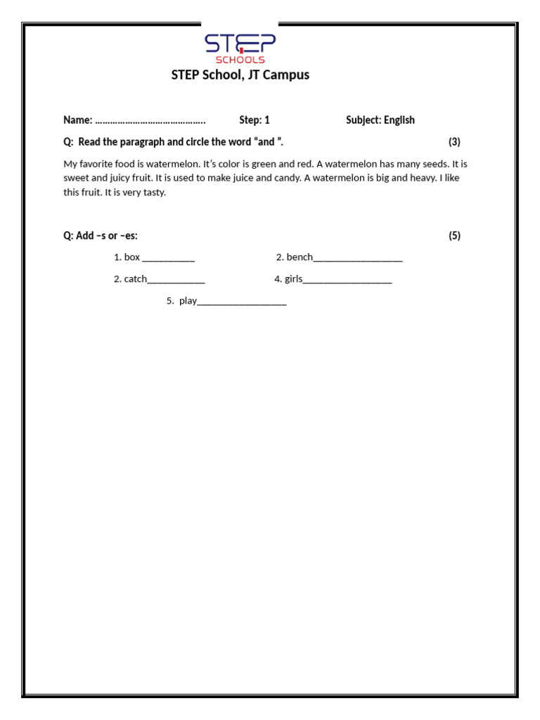 Eng monthly test pdf