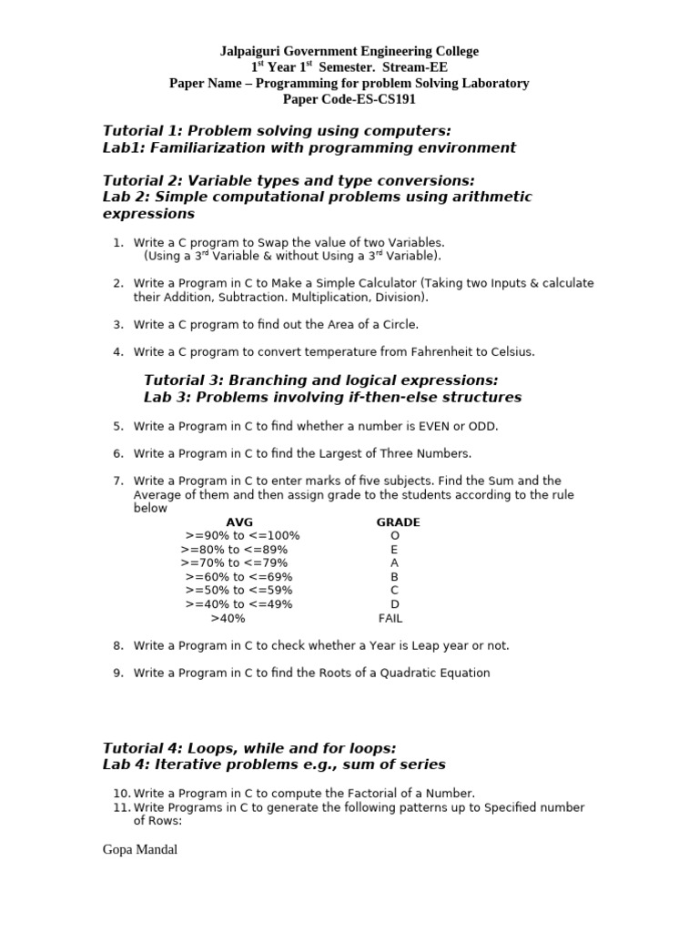 Lab Assignment C | PDF