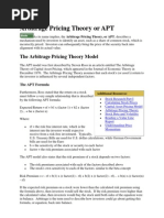 Arbitrage Pricing Theory or APT