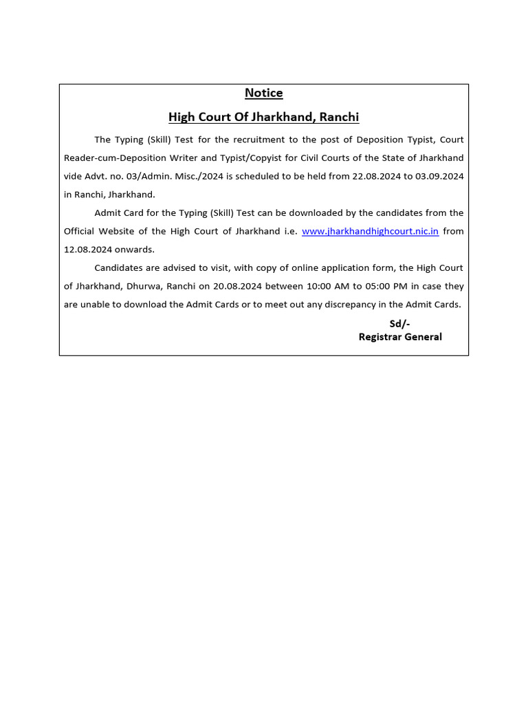 Notice Typists 06082024 | PDF