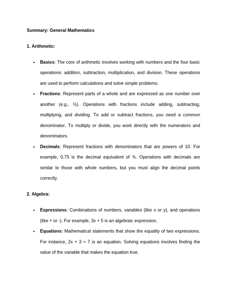 General mathematics review pdf