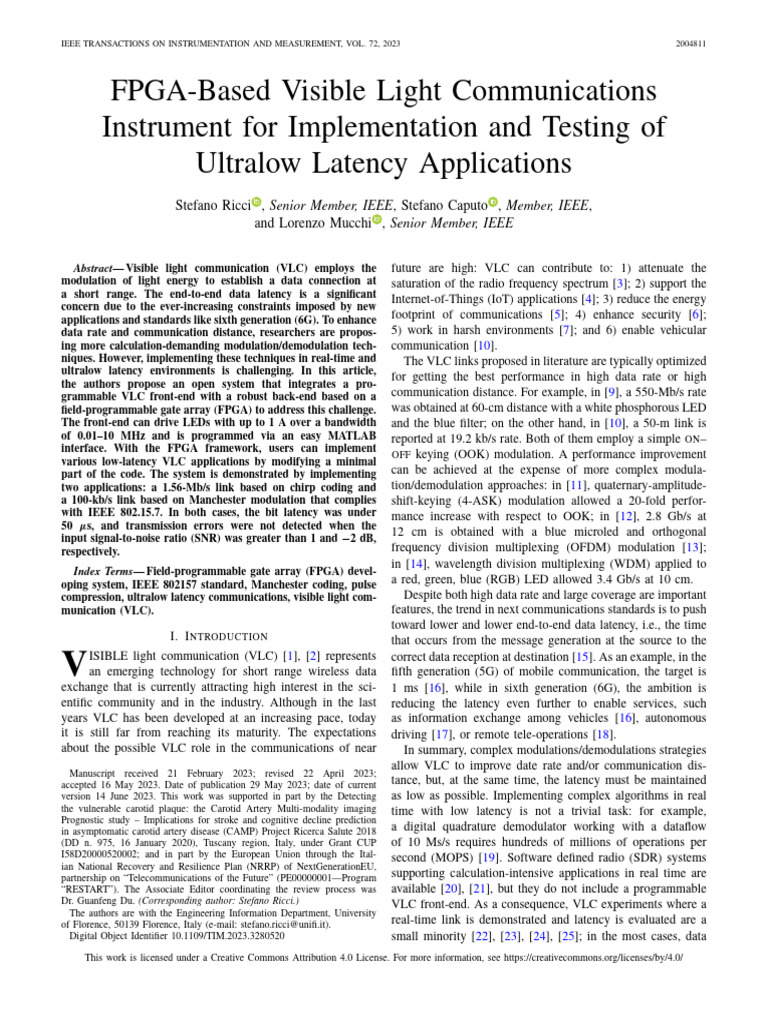 FPGA-Based Visible Light Communications Instrument For Implementation ...