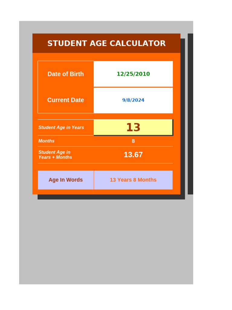 Deped club student age calculator for ms excel versions other than