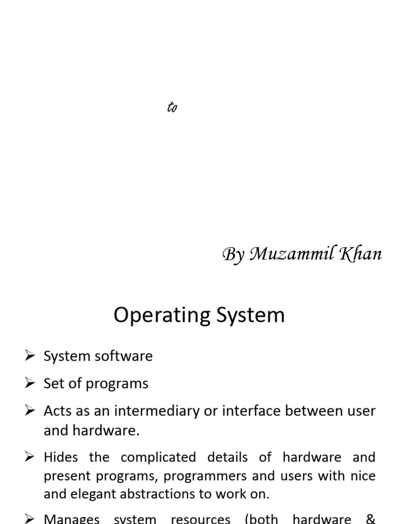 OS 02 Introduction To Operating System | PDF | Operating System ...