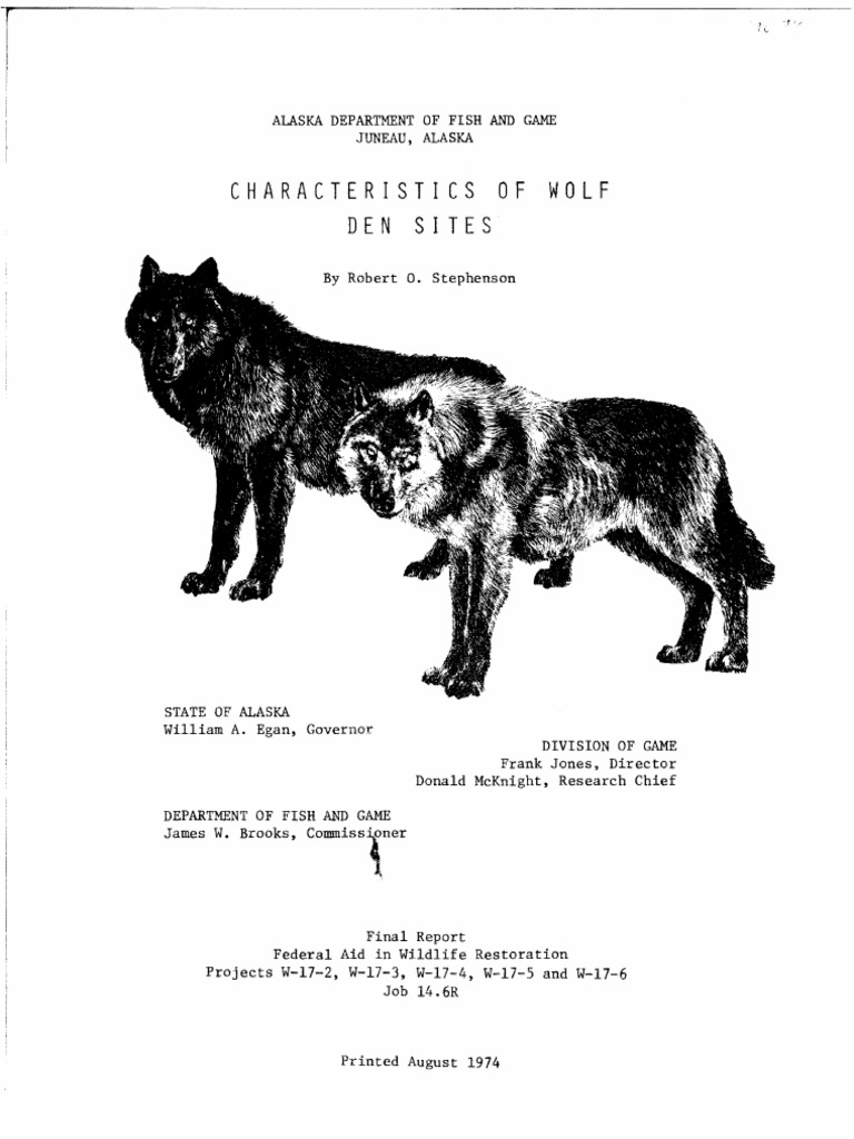 Characteristics Wolf Den Sites 1970 74 | PDF