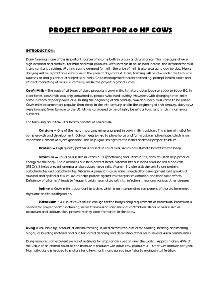 Dairy Project Report Milk