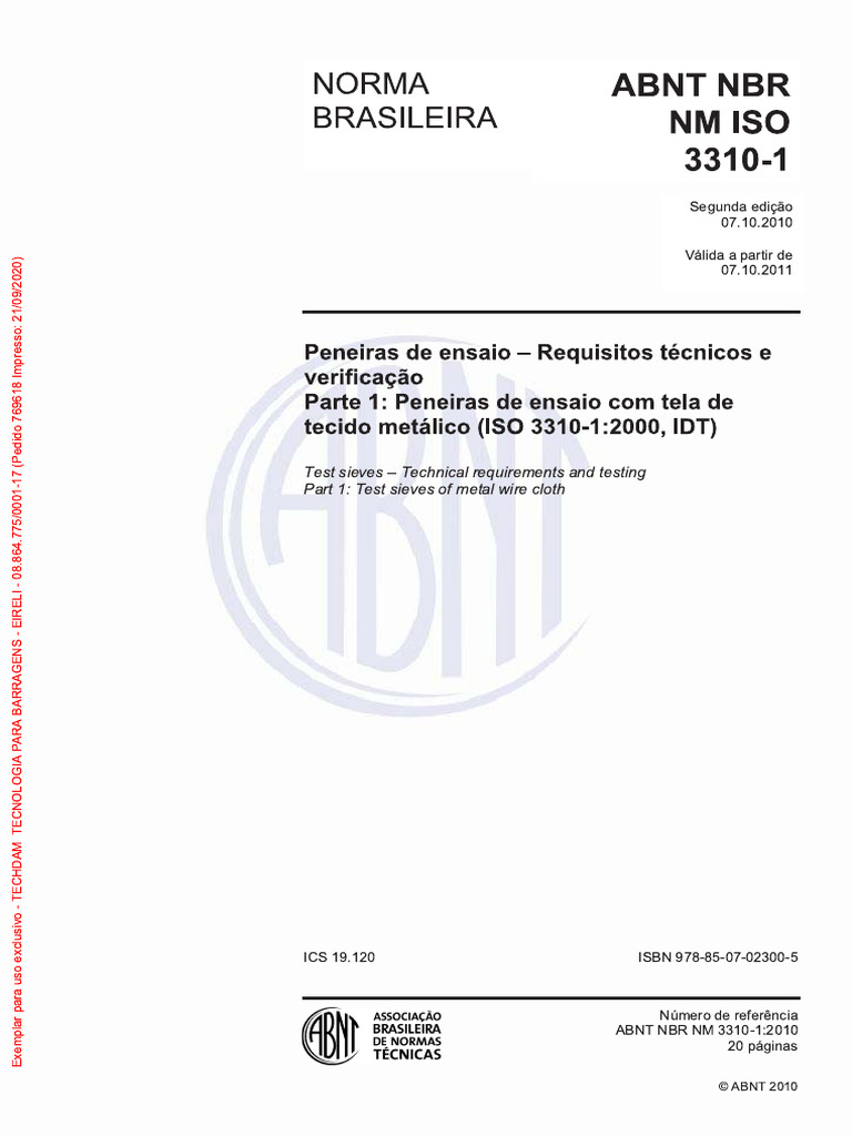 NM ISO 3310-1 - Peneiras de Ensaios - Requisitios Técnicos de ...