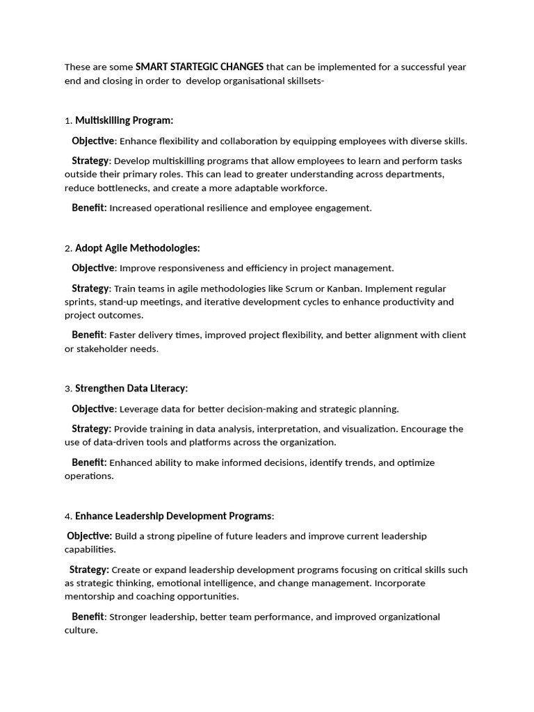 These Are Some SMART STARTEGIC CHANGES That Can Be Implemented For A ...