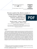 Toward A Model of The Effective Transfer of Scientific Knowledge From Academicians To Practitioners Qualitative Evidence From The Commercialization of University Technologies