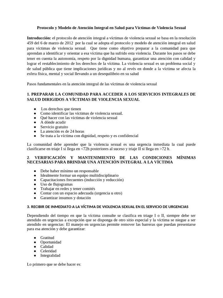 Protocolo de Atención a Víctimas de Violencia Sexual | PDF | Control de ...