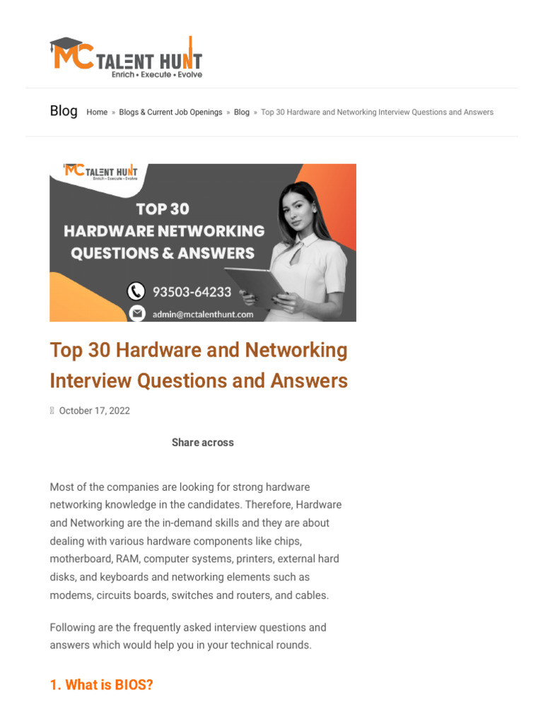 Top 30 Hardware and Networking Interview Questions and Answers MC