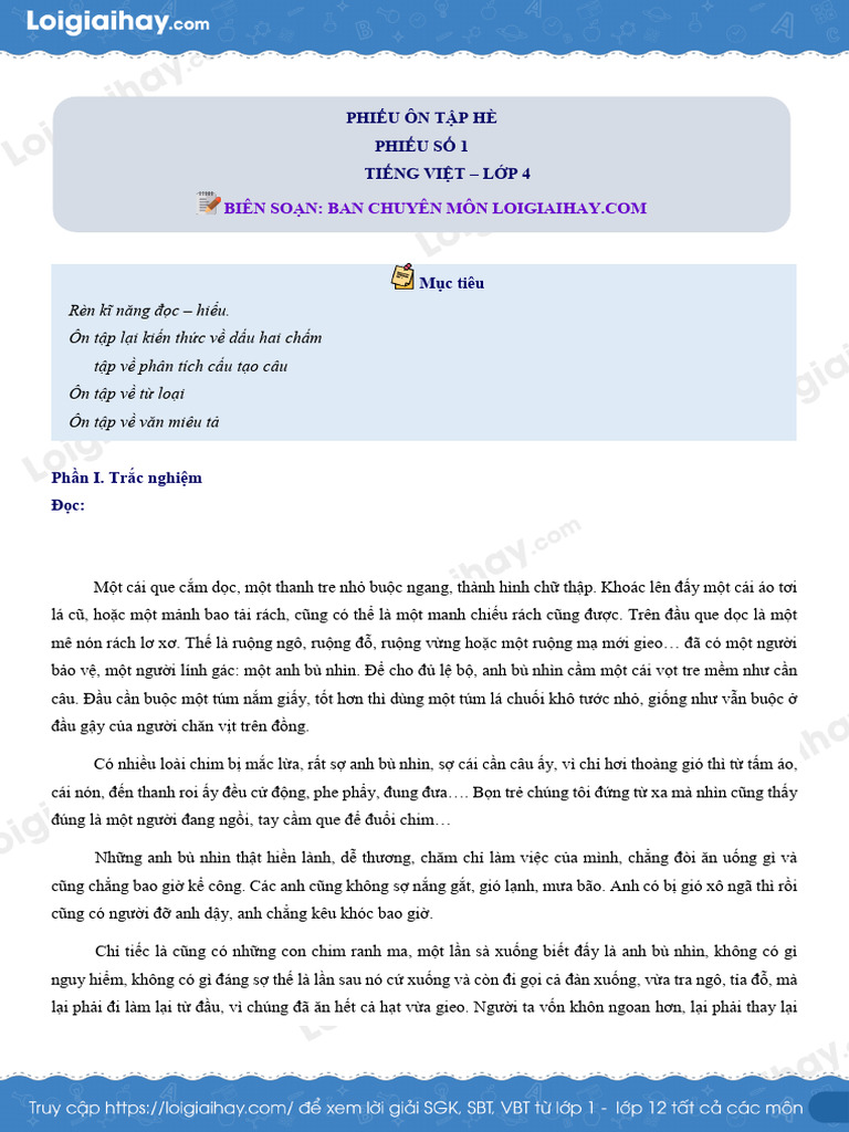 De On Tap He Lop 4 Len Lop 5 Mon Tieng Viet de So 1 Co Loi Giai Chi ...