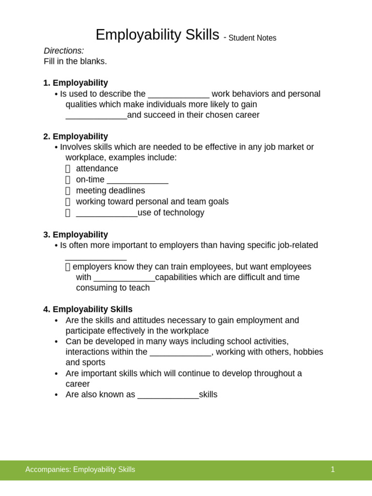 Student Notes Employability-1 | PDF