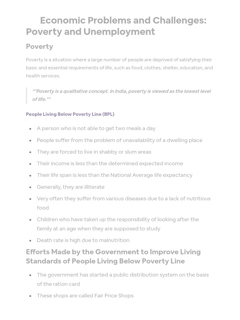 Poverty and Unemployment in India | PDF