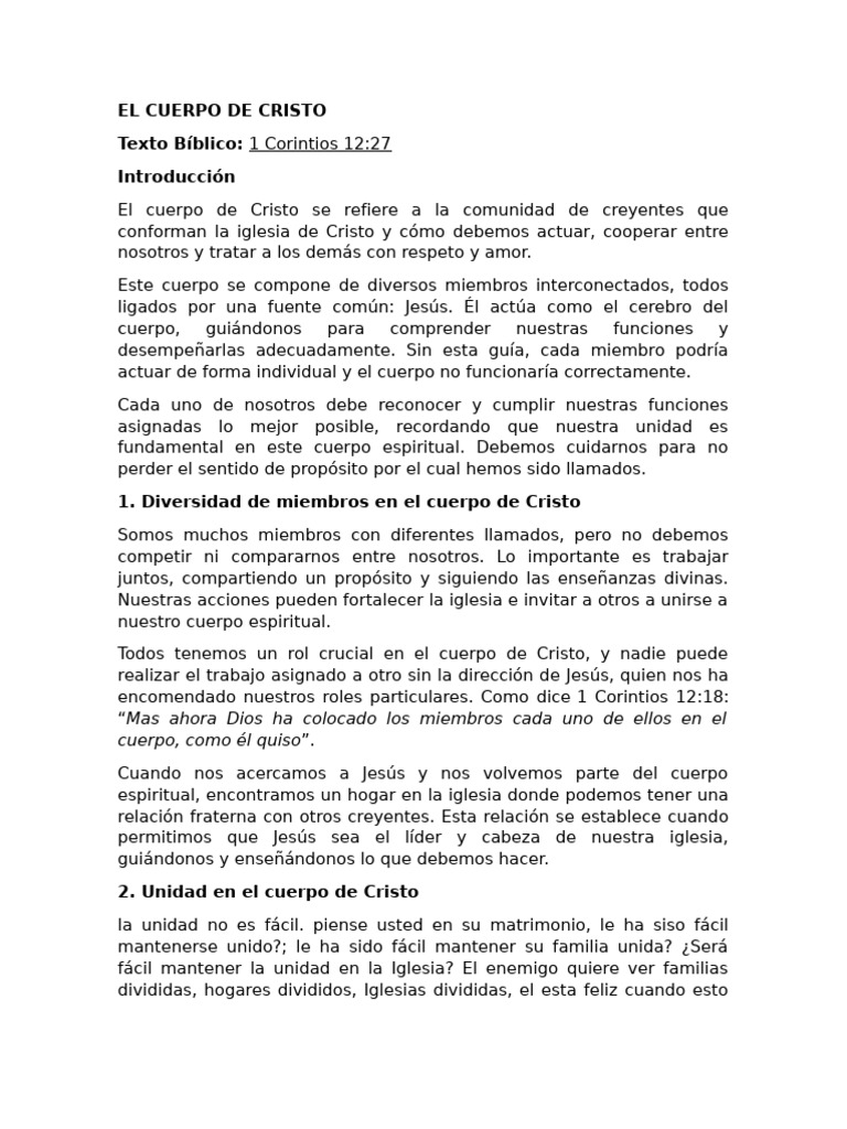 El Cuerpo de Cristo | PDF