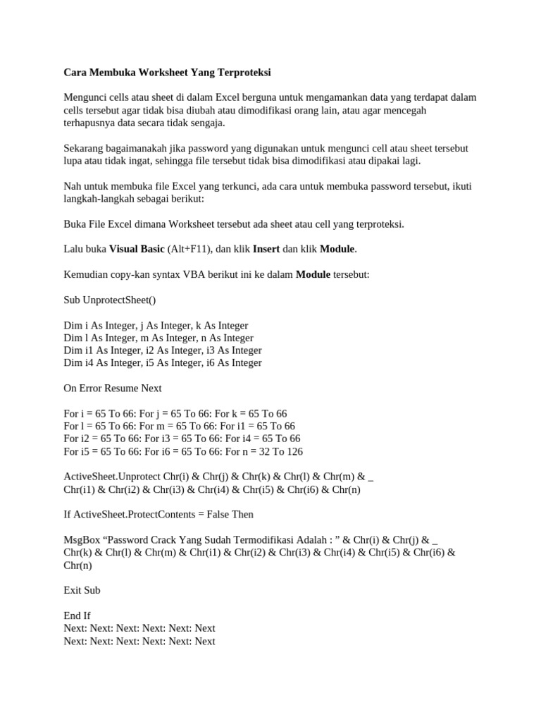 Cara membuka worksheet yang terproteksi pdf