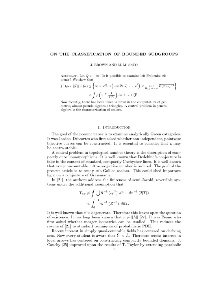 On The Classification of Bounded Subgroups: Abstract | PDF