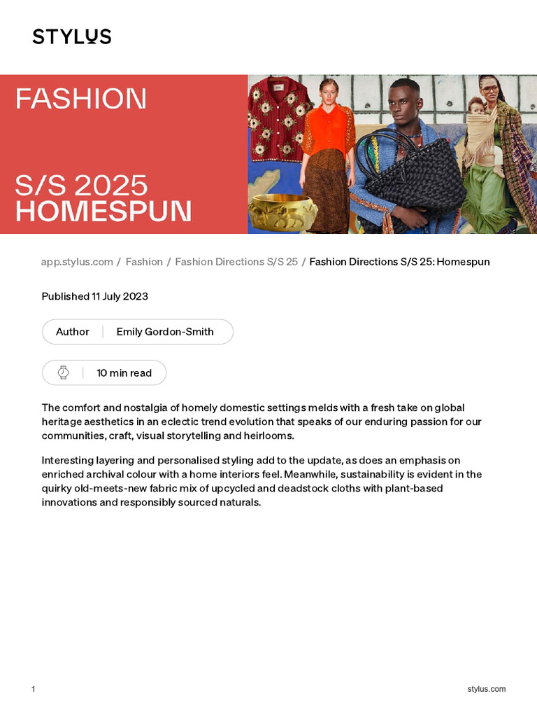 Fashion Directions S S 25 Homespun | PDF