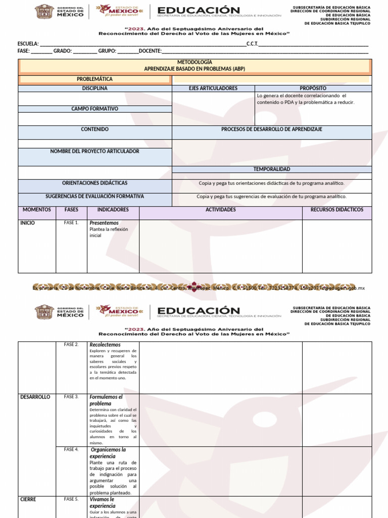 Formato de ABP para Primaria | PDF | Educación primaria | Evaluación