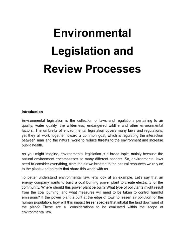 Environmental legislation and review processes pdf national