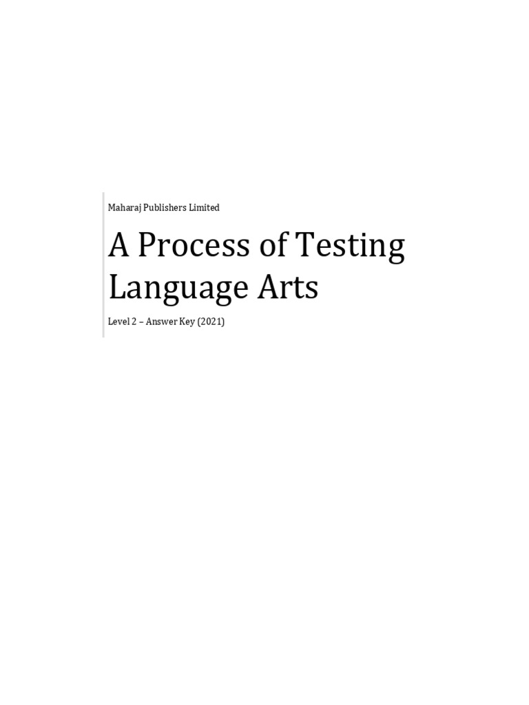 A Process of Testing Language Arts - Level 2 - Answer Key 2022 | PDF