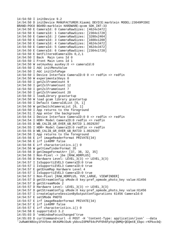 Xiaomi POCO Camera Initialization Log | PDF | Operating System Families ...