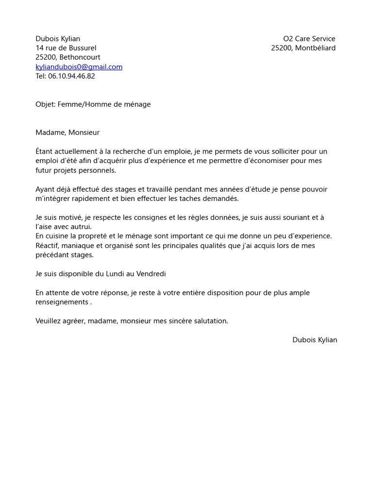 Lettre de Motivation O2 | PDF