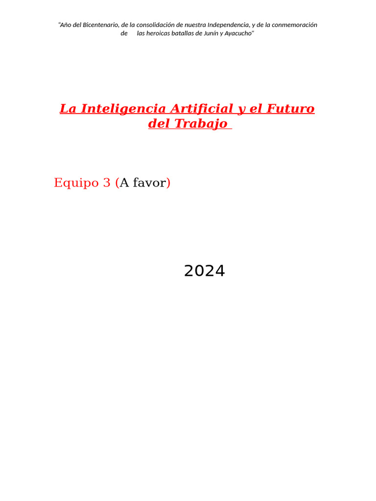 La Inteligencia Artificial y El Futuro Del Trabajo | PDF