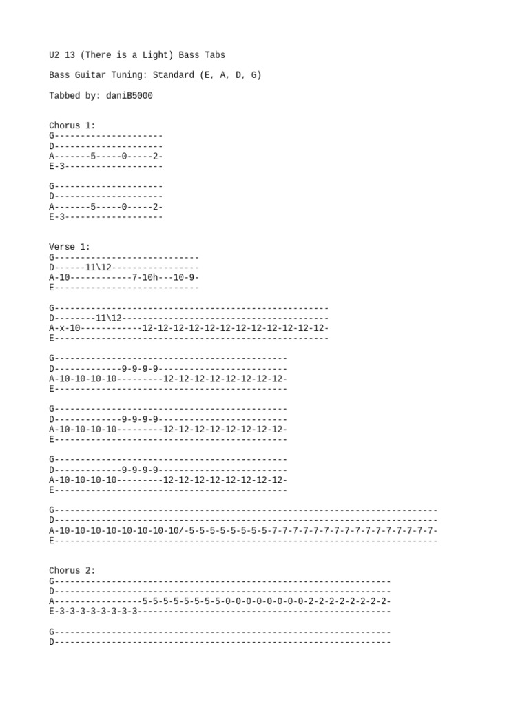 13 there is a light bass tabs pdf
