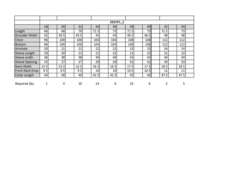 2021P1 - 2 Measurement Chart | PDF | Teaching Methods & Materials