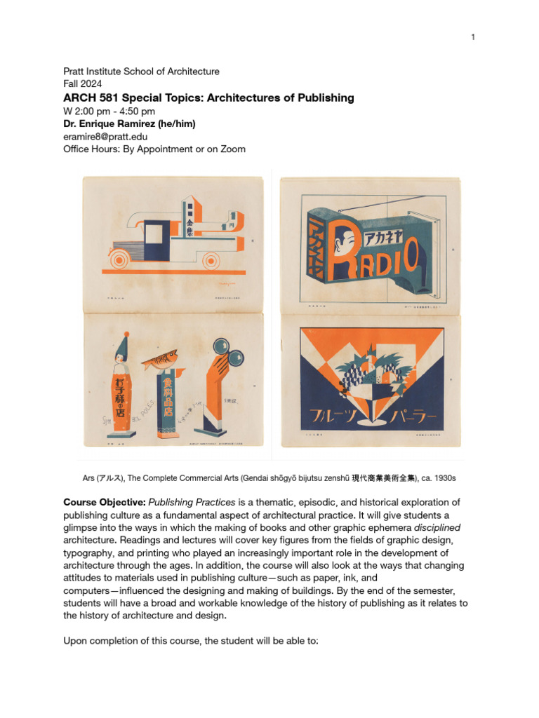 ARCH 581 Architectures of Publishing FALL 2024 | PDF
