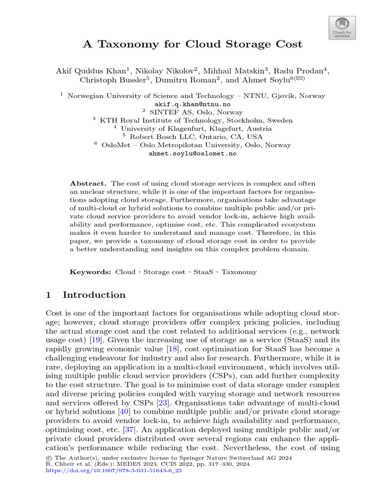 Cloud Storage Cost Taxonomy Analysis | PDF | Cloud Computing | Computer ...