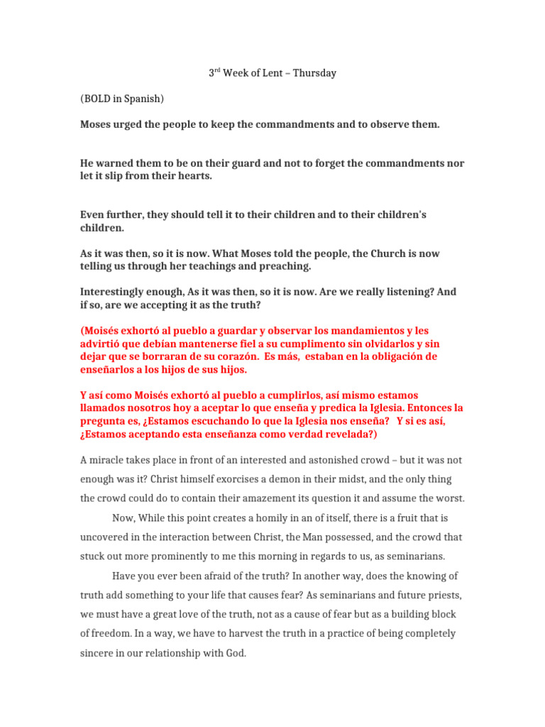 3rd Week Lent - Thursday | PDF