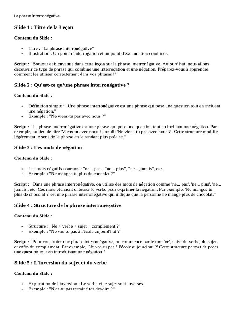 Phrase Interronégative | PDF