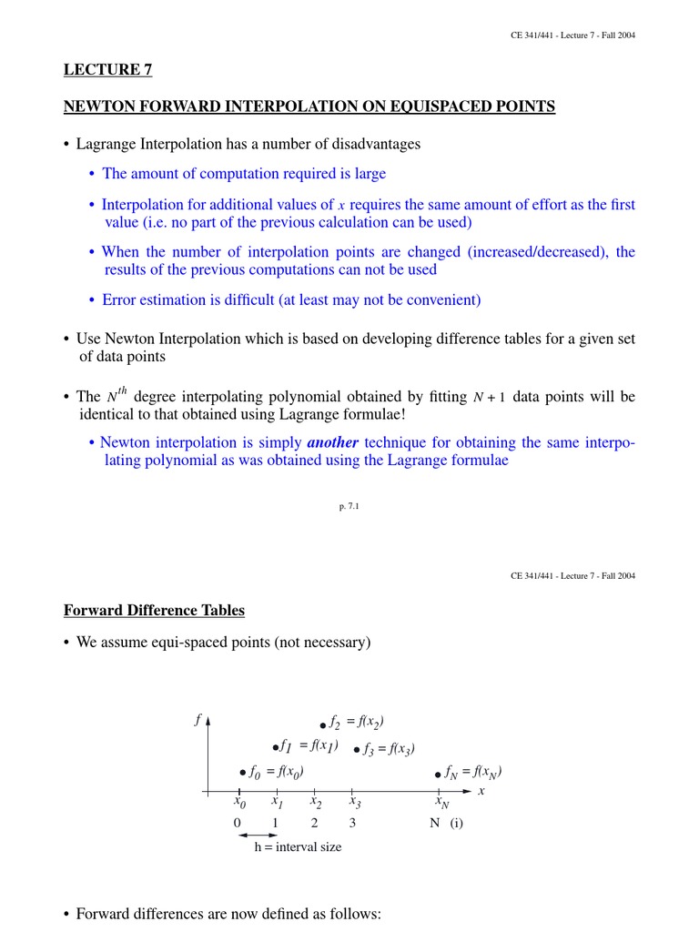 Newton Forward Interpolation Guide | PDF