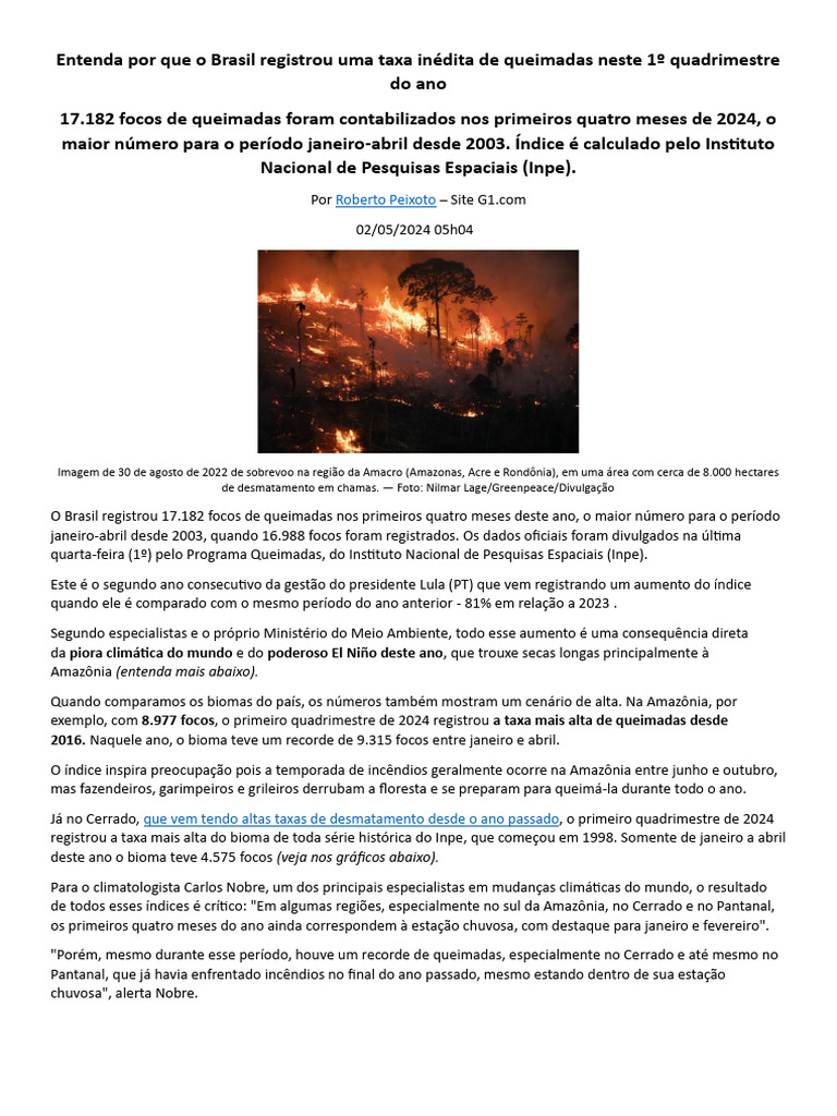 Reportagem Queimadas - 85 Copias | PDF