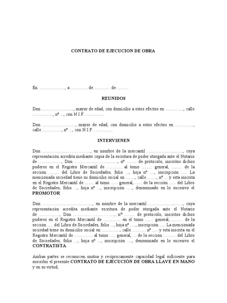Modelo Contrato Ejecucion de Obra | PDF | Presupuesto | Arquitecto