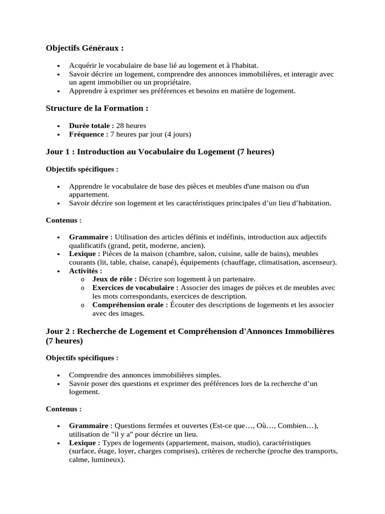 Formation sur la Description de Logement | PDF | Logement | Jeu de rôle