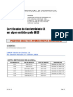 Lista LNEC Certificados em Vigor