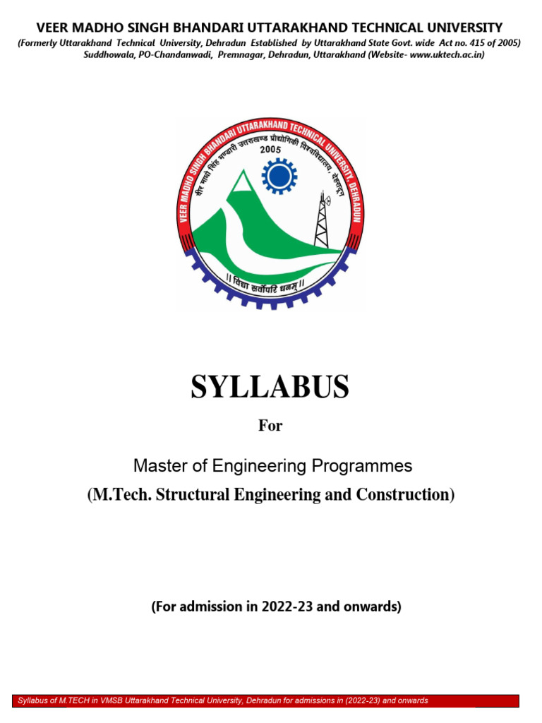 MTECH Structural Engineering and Construction | PDF