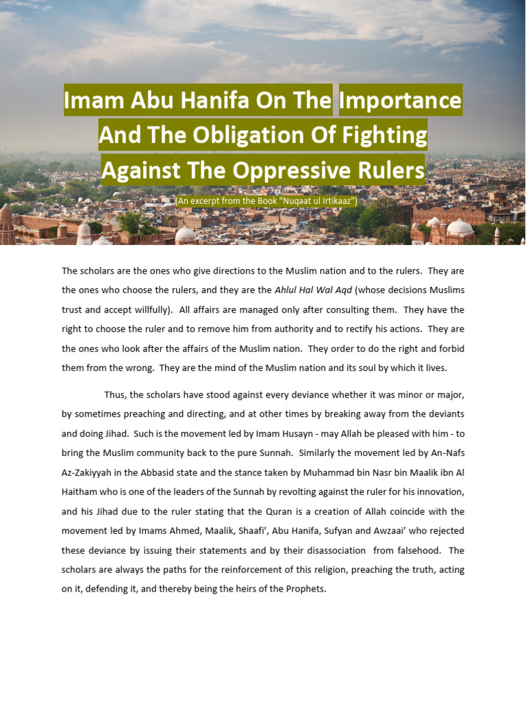Abu Hanifa On The Importance and Obligation of Fighting Against | PDF