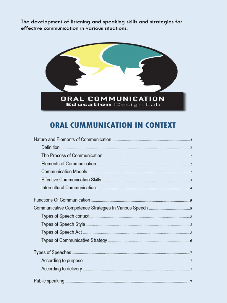 Oral Communication in Context | PDF