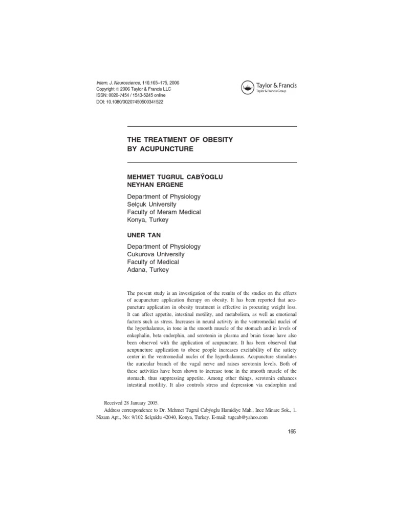The Treatment of Obesity by Acupuncture | PDF | Wellness